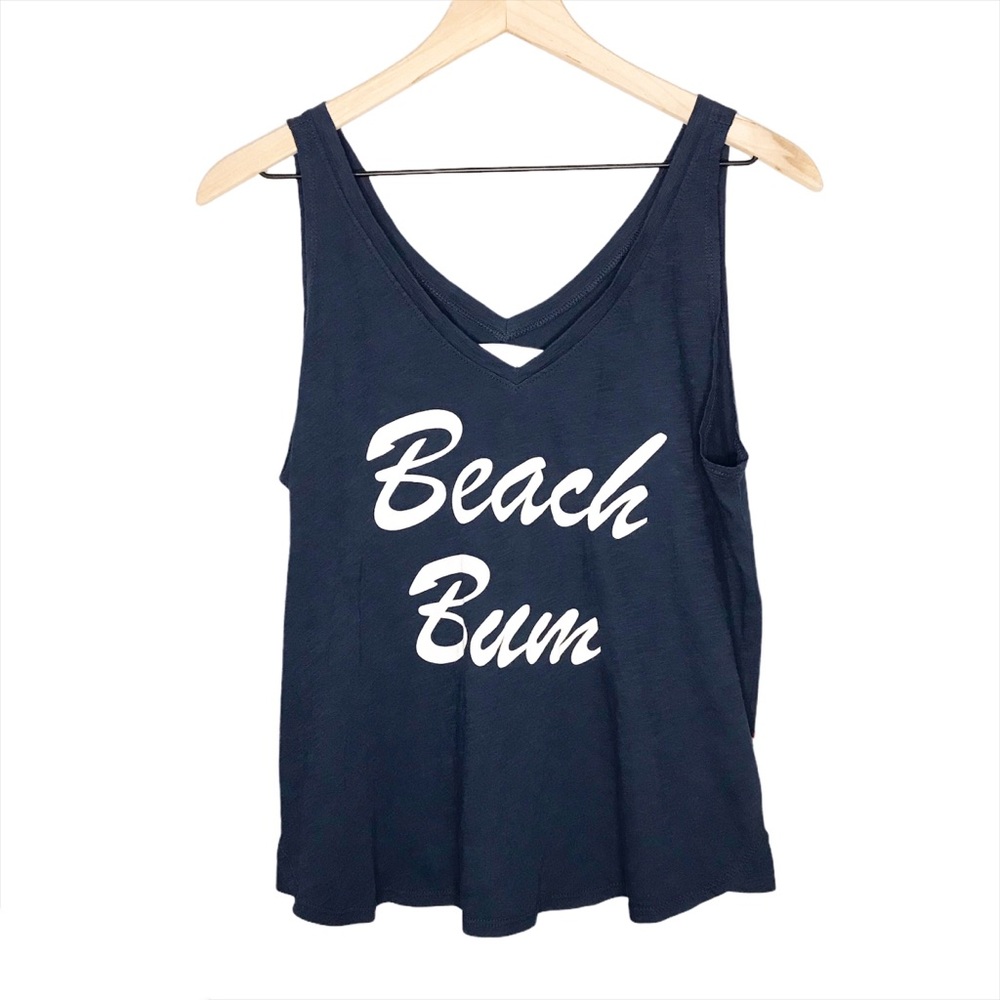 Sol Angeles V Neck Beach Bum Tank Top in Blue S